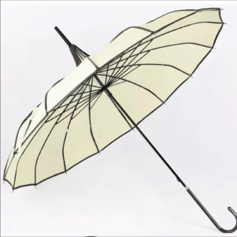Elegant Cream and Black Women's Umbrella - Picture 3 of 5